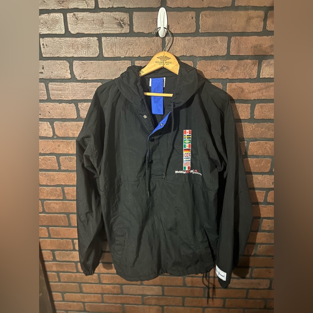 Vintage 1994 World Cup Soccer Black Windbreaker Jacket Sz Large